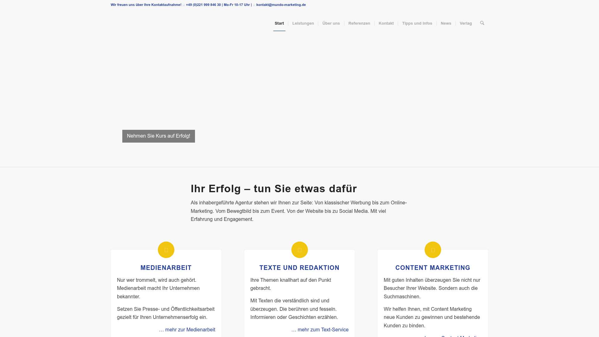 Mockup des individuellen CRM-Systems für Mundo Marketing