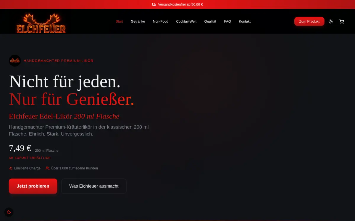 Vorschau der Website von Elchfeuer