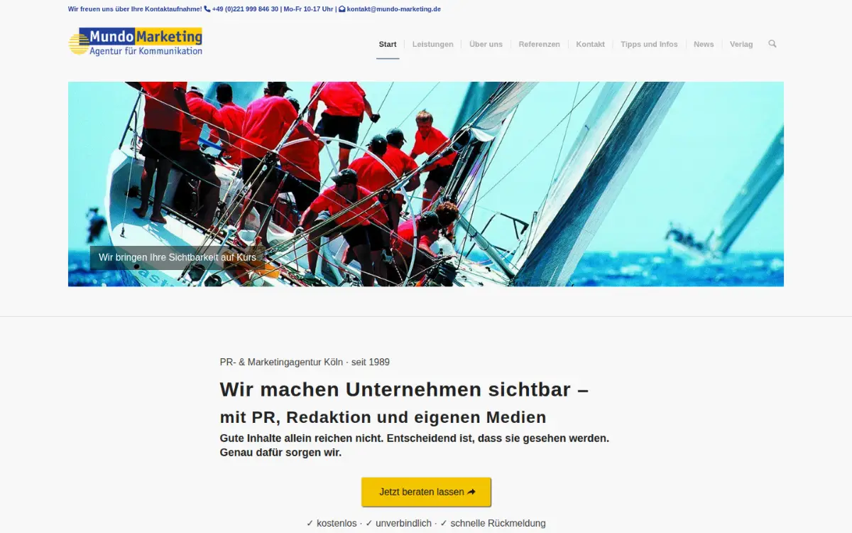 Website von Mundo Marketing – Agentur für Advertorial- und Content-Marketing