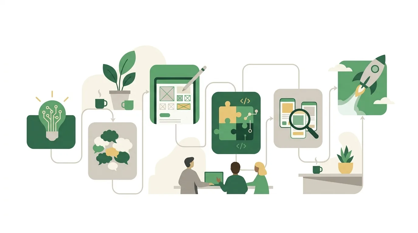 Illustration zur Frage „Wie läuft es ab, eine App zu entwickeln?“