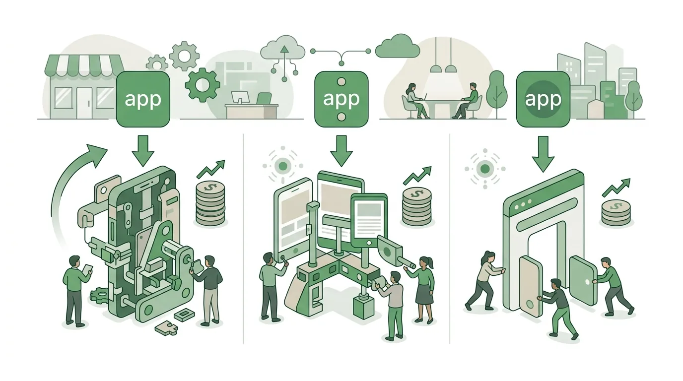 Illustration zur Frage „Native App, Cross-Platform oder Web-App: Was ist günstiger?“