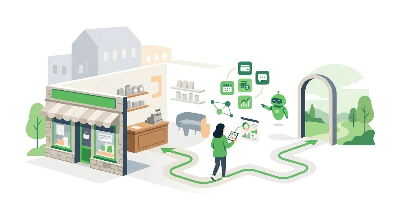 Illustration zum Artikel „Digitalisierung im Einzelhandel: Wege, Grenzen“
