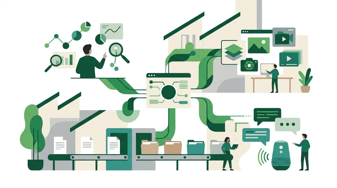 Illustration for the question “Which AI tools do businesses actually use day to day?”
