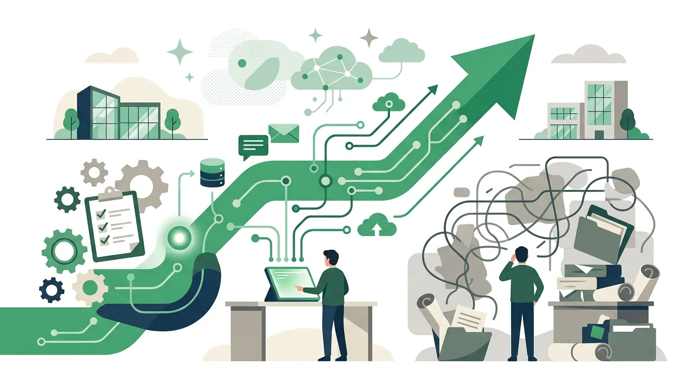 Illustration zur Frage „Was bedeutet „Prozesse digitalisieren“ und was gehört nicht dazu?“