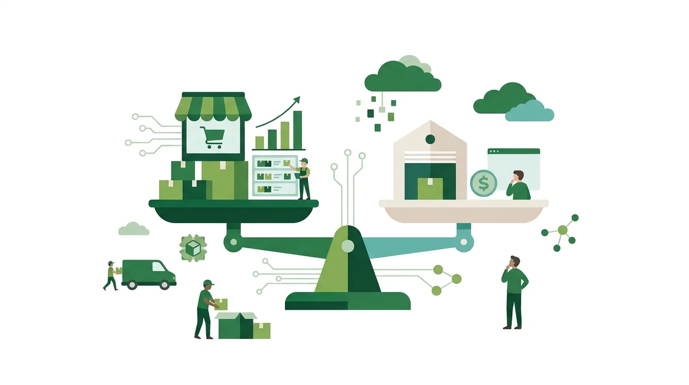 Illustration zur Frage „Wann lohnt sich Shopify, und wann nicht?“
